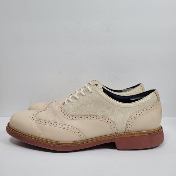 Cole Haan Great Jones Men's Ivory Wingtip Oxford Leather Shoes US Size 12M - Picture 2 of 8